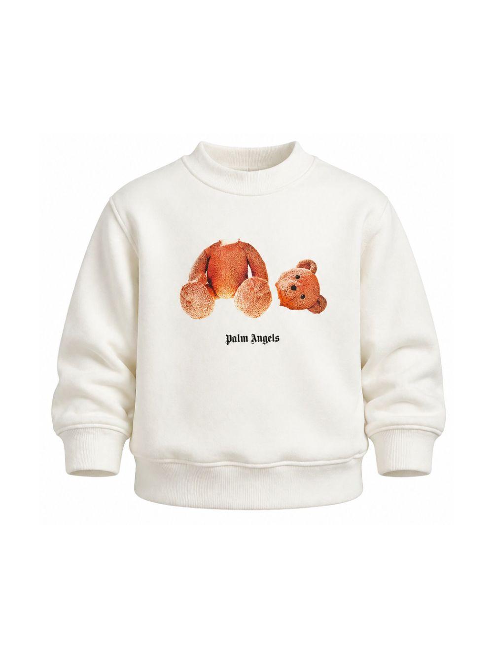 Felpa per bambino Palm Angels Kids bianca con stampa grafica PBBA012S26FLE002 002 PALM ANGELS KIDS