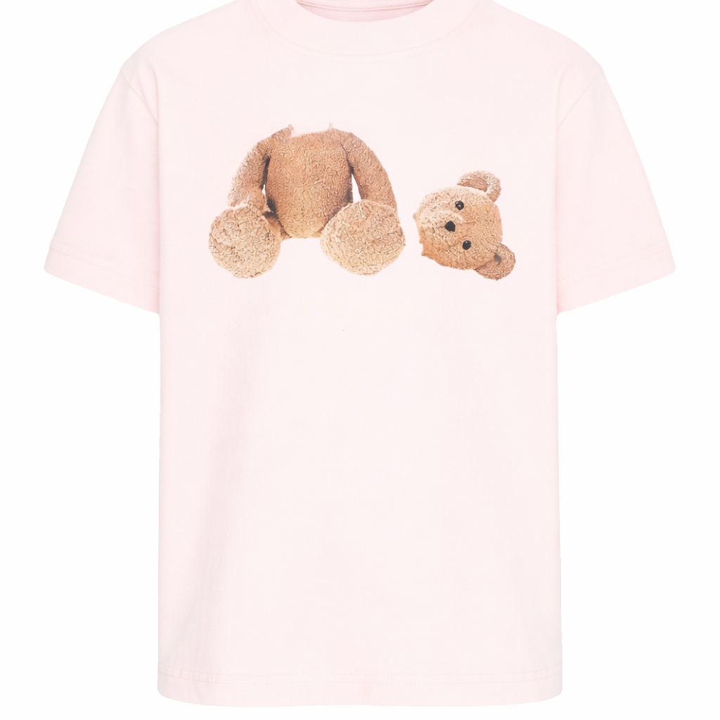 T-shirt per bambina Palm Angels Kids rosa con stampa Teddy Bear PGAA002S26JER002 042 PALM ANGELS KIDS
