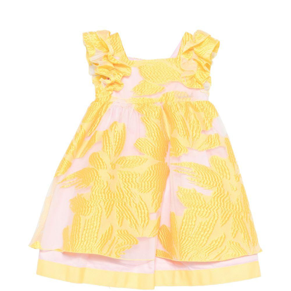 Abito per bambina Mi Mi Sol giallo con bretelle con ruches MFAB764TS1090 YLW MIMISOL KIDS