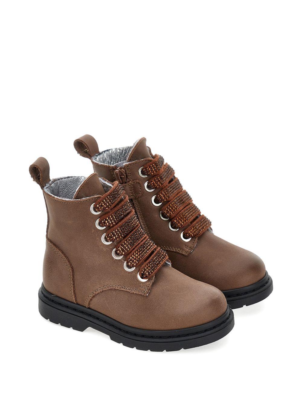 Stivaletti per bambina Monnalisa Kids marroni con cinturini con cristalli 8CH001 8782 0006 MONNALISA KIDS