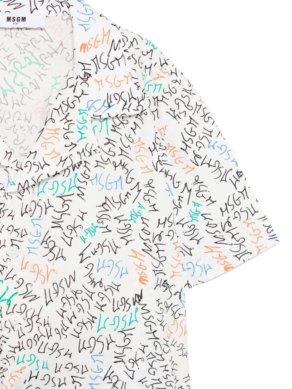 Camicia per bambino MSGM Kids bianca con stampa logo all-over S6MSJBSI236 001 MSGM KIDS