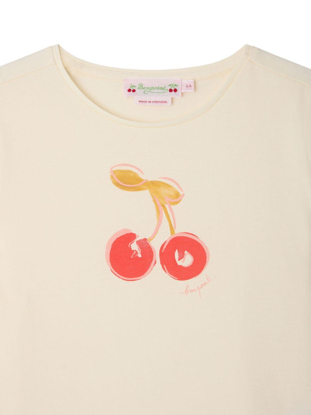 T-shirt per bambina Bonpoint crema con dettaglio ciliegia S06GTSK00021 103 BONPOINT KIDS