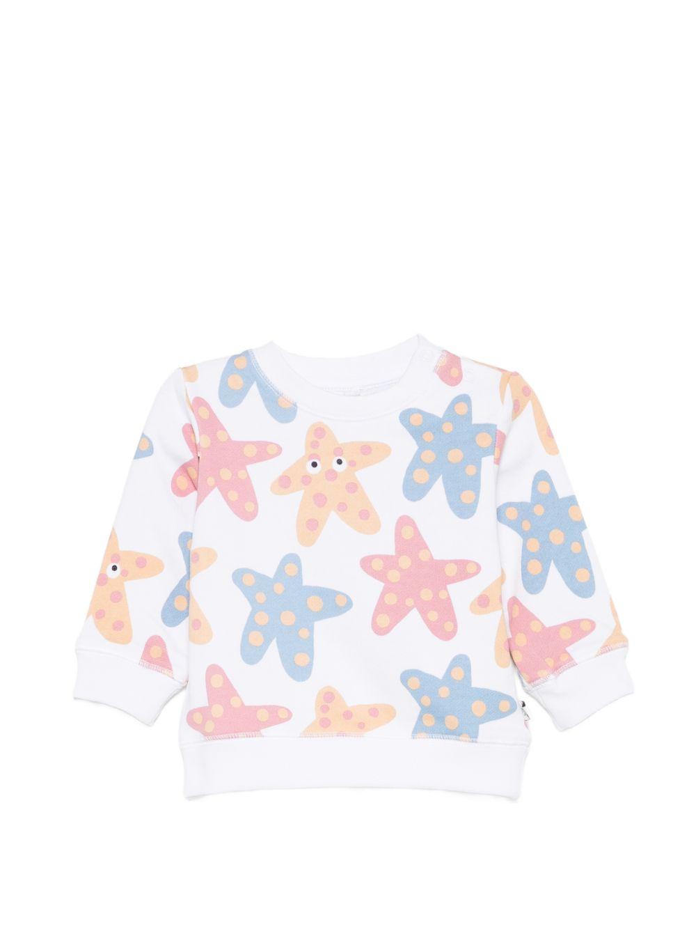 Felpa per neonati Stella McCartney Kids bianca con stampa grafica stelle marine TY4070 Z3572 100MC STELLA McCARTNEY KIDS