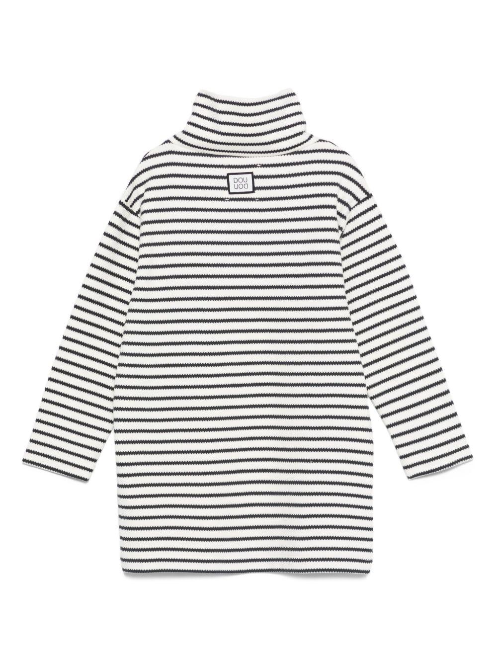 Abito per bambina Douuod Kids bianco e nero con collo alto DX1A20 Z3381 101GR DOUUOD KIDS