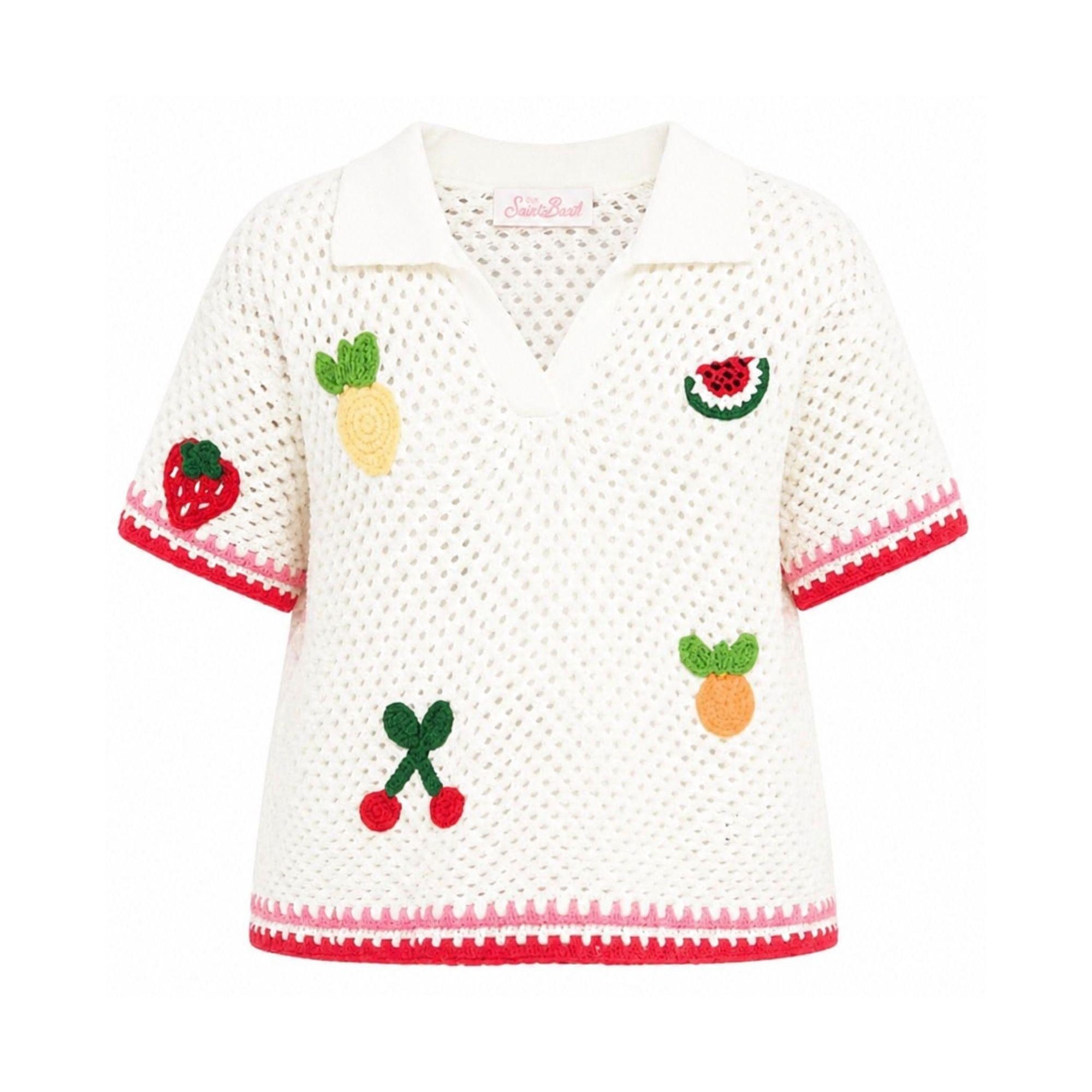 Maglia per bambina MC2 Saint Barth Kids bianco con motivo patch PIX0002 00264L MC2 ST. BARTH KIDS
