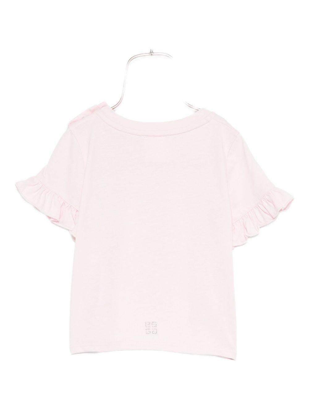 T-shirt per neonata Givenchy Kids rosa con maniche arricciate H30903 44Z GIVENCHY KIDS