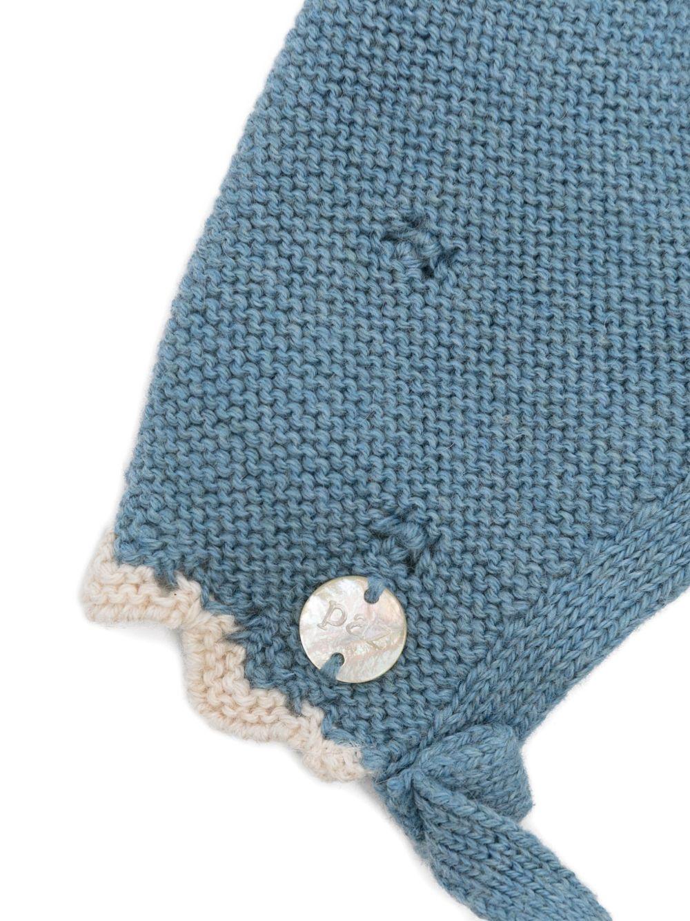 Cuffia per neonati Paz Rodrìguez blu con orlo a smerlo 011-123125 212 H94 PaZ RODRIGUEZ