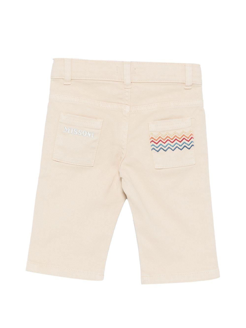 Pantaloni per neonato Missoni Kids beige con dettaglio ricamato sul retro MZ6330 Z3702 115 MISSONI KIDS