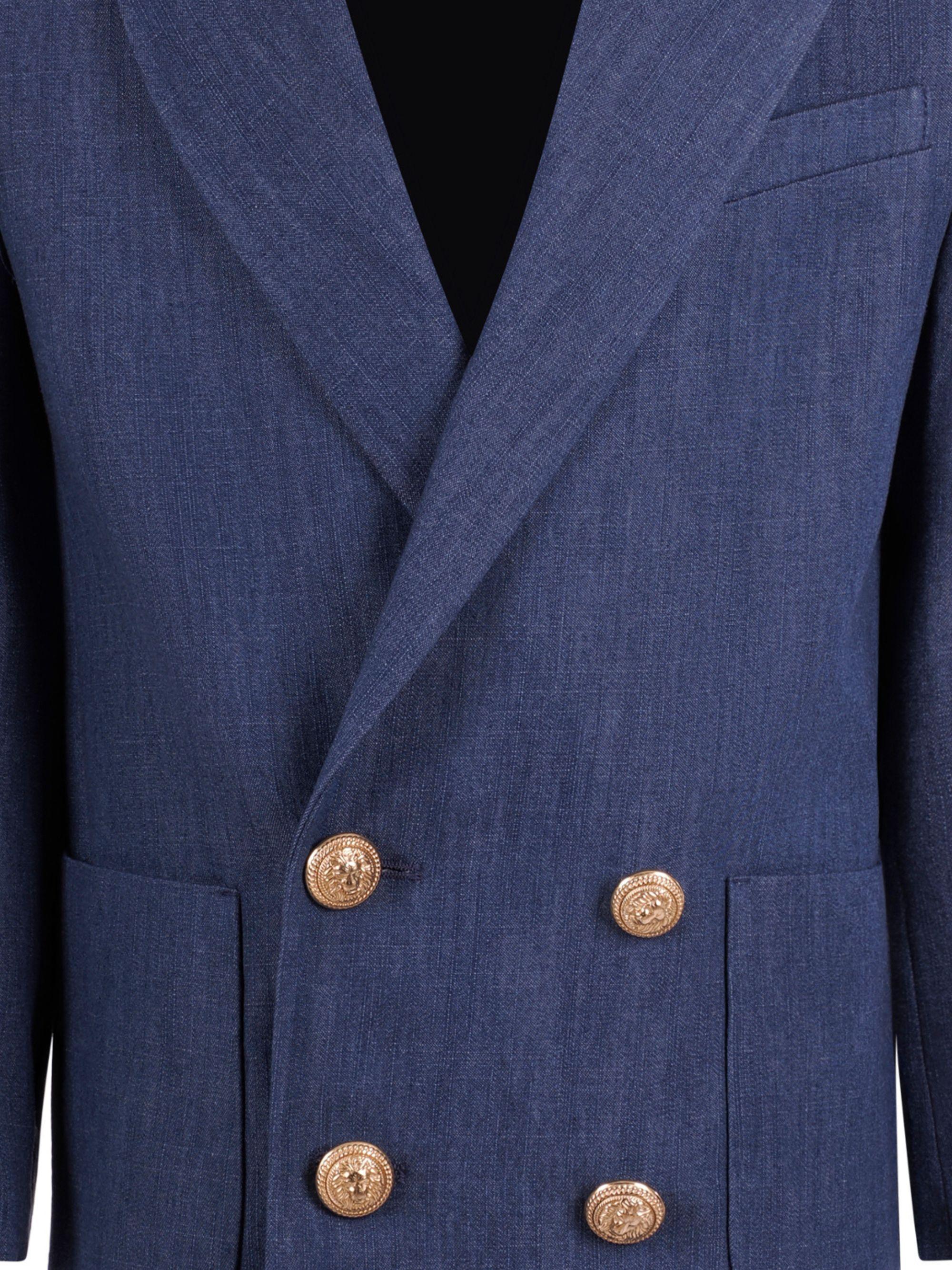 Blazer doppiopetto per bambino Balmain Kids blu con revers classici BY2P74 P0588 625 BALMAIN KIDS