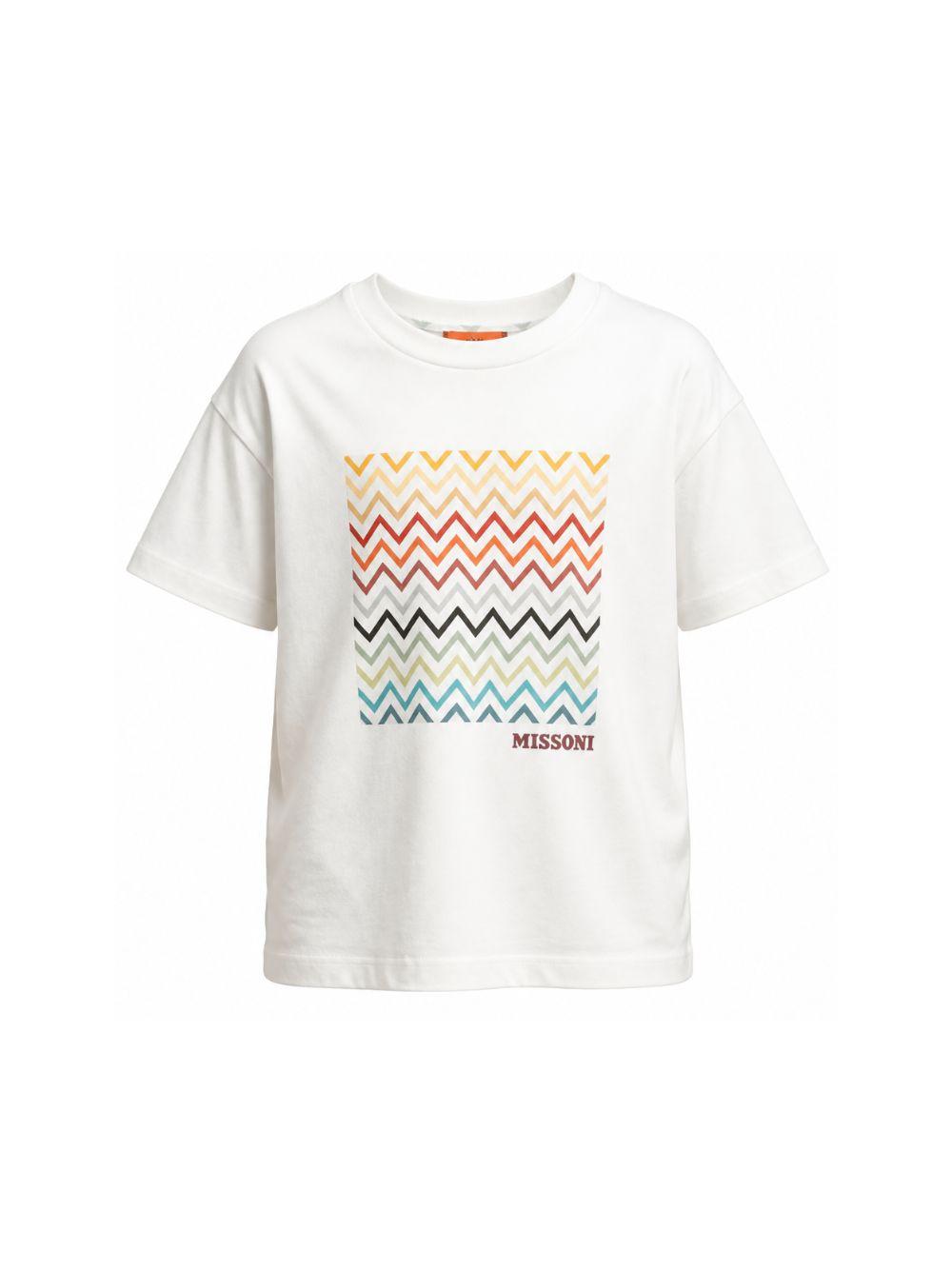 T-shirt per bambino Missoni Kids bianca con stampa zigzag MZ8H11 Z3672 102 MISSONI KIDS
