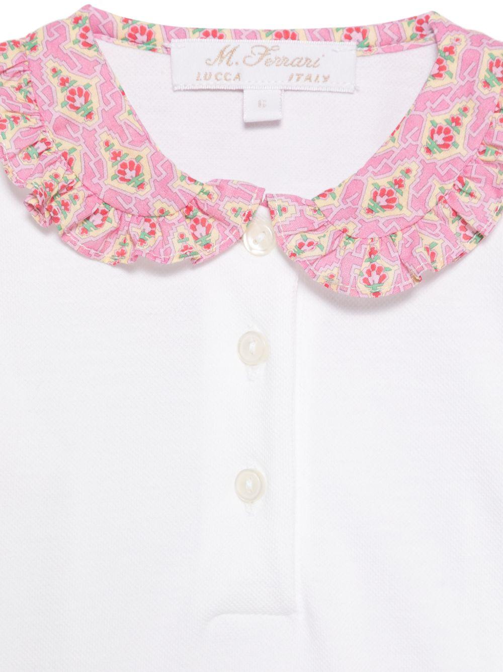 T-shirt per neonata Mariella Ferrari bianca con colletto alla Peter Pan CAR16 ROSA MARIELLA FERRARI KIDS