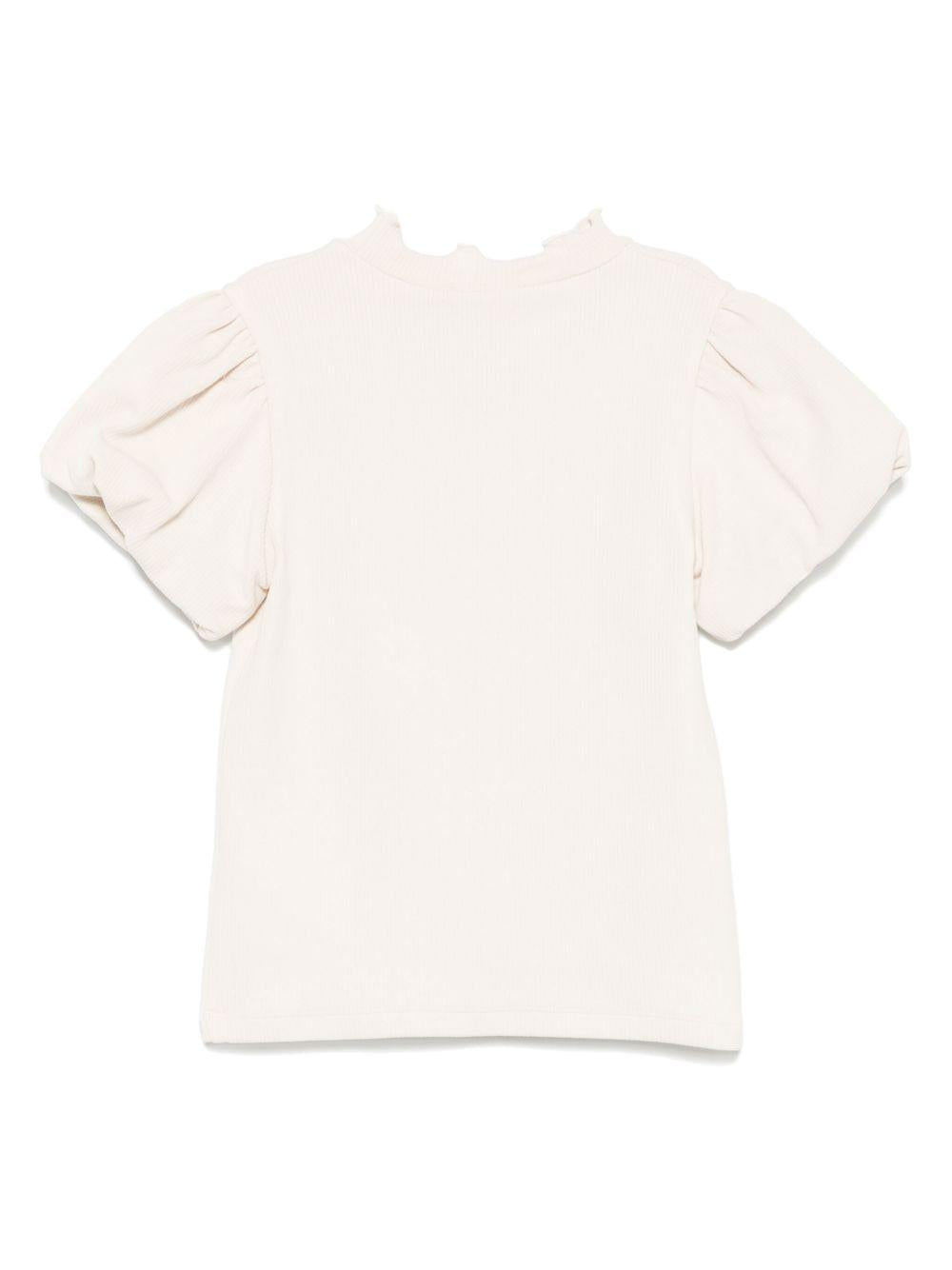 T-shirt per bambina Donsje Nowien beige con motivo con ricamo 4081103 00003 DONSJE KIDS