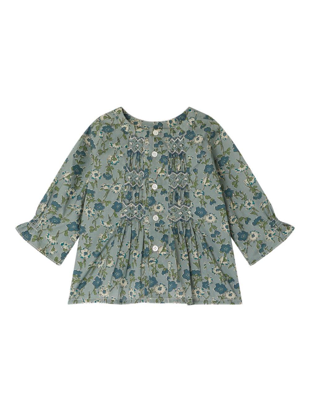 Blusa per neonata Bonpoint Blissi verde con motivo a fiori W05XBLW00012 543 BONPOINT