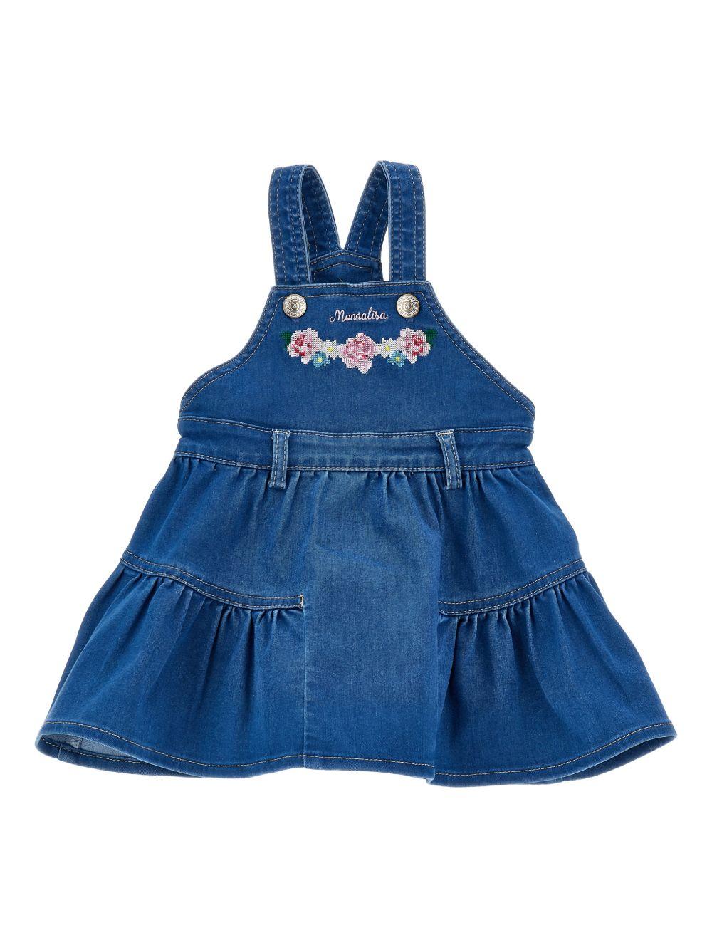 Abito per neonata Monnalisa denim con ricamo a fiori 39G704 7017 0055 MONNALISA KIDS