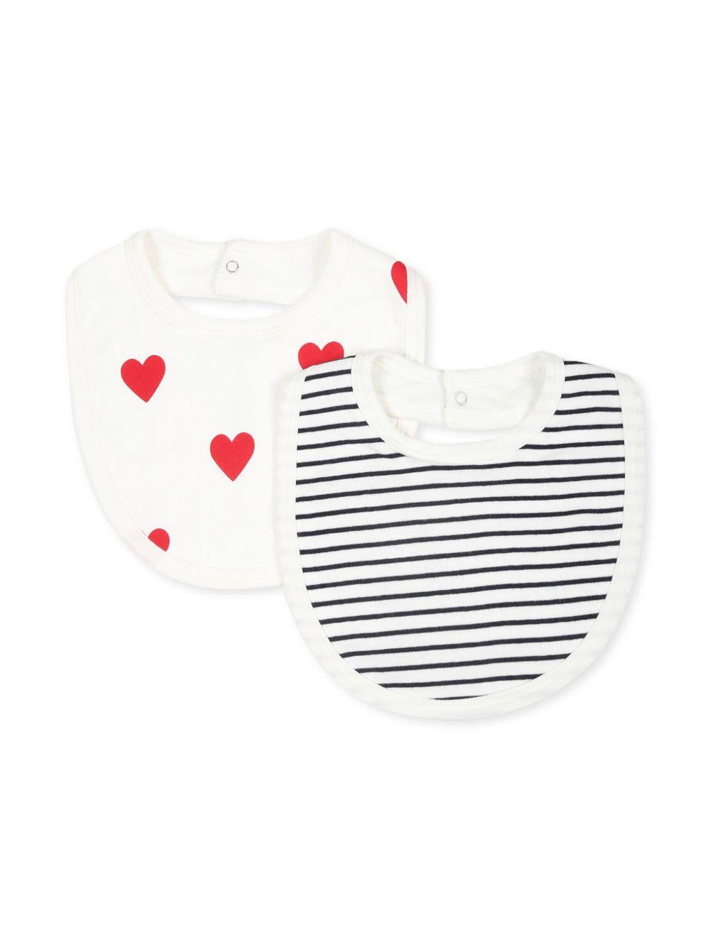 Set di due bavaglini per neonati Patit Bateau bianco con stampa grafica all-over A0ASH 03 PETIT BATEAU