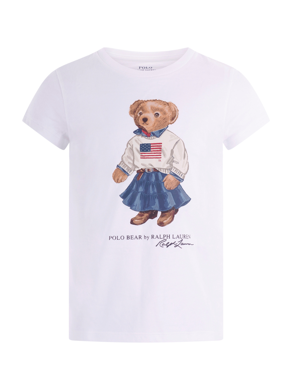 T-shirt per bambina Polo Ralph Lauren Kids bianca con stampa orsetto sul davanti 312A98403 001 Ralph Lauren kids