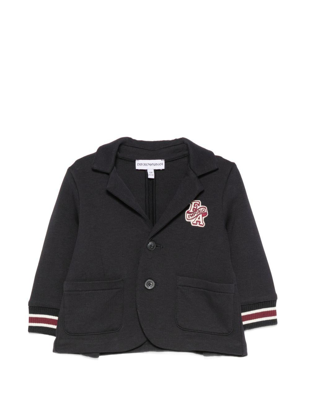 Giacca per neonato Emporio Armani Kids nera con applicazione logo EB001539 AF10126 UB118 EMPORIO ARMANI KIDS
