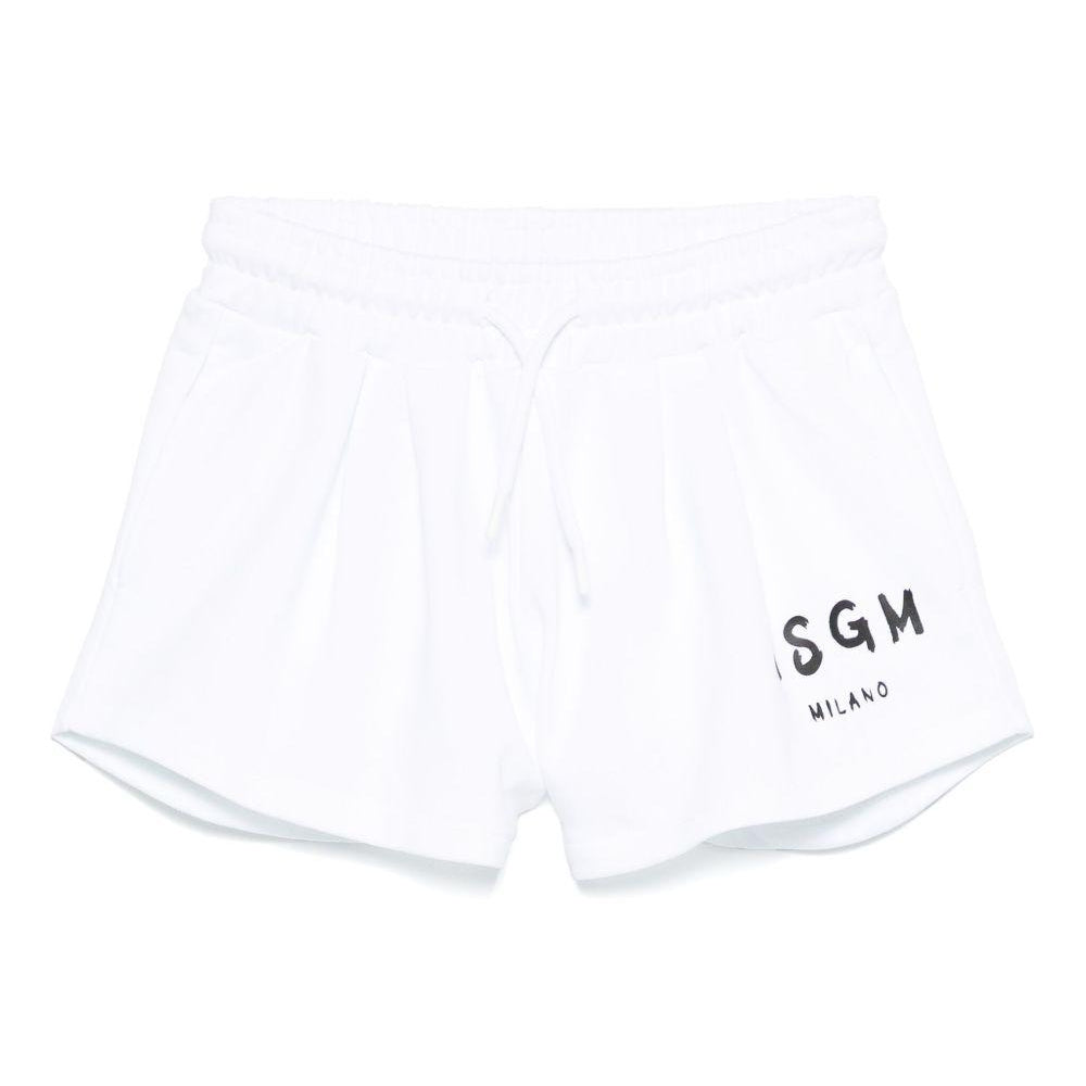 Pantaloncini con stampa logo per bambina MSGM Kids bianco con gamba larga S5MSJGSH092 001 MSGM KIDS