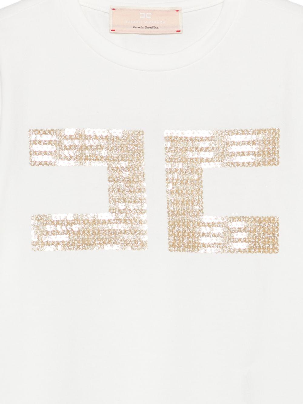 T-shirt per bambina Elisabetta Franchi La Mia Bambina bianca con paillettes EFTS2590JE006 0115 ElISABETTA FRANCHI
