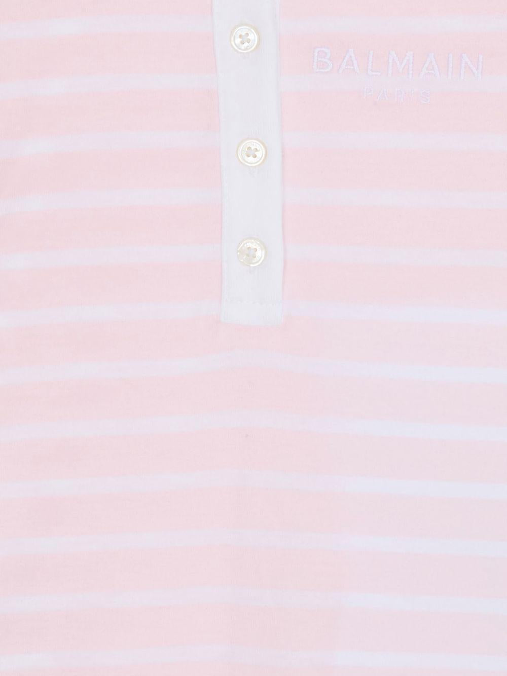 Set tutina e bavaglino per neonata Balmain Kids rosa con motivo a righe BYB000 Z3657 51EBC BALMAIN KIDS