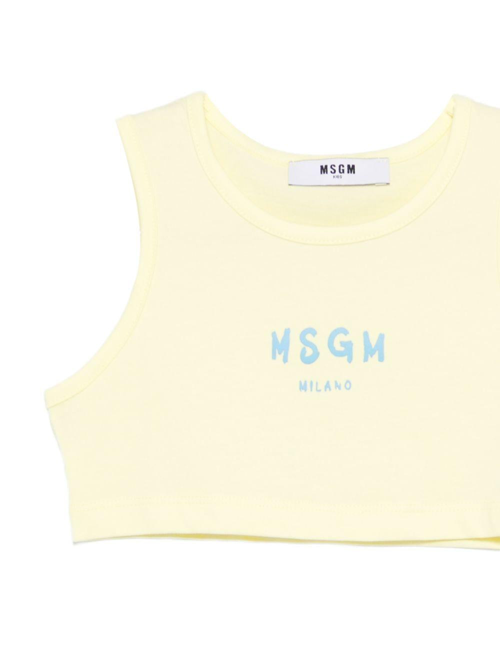 Top per bambina MSGM Kids giallo con stampa logo S6MSJGTO011 MS075 MSGM KIDS