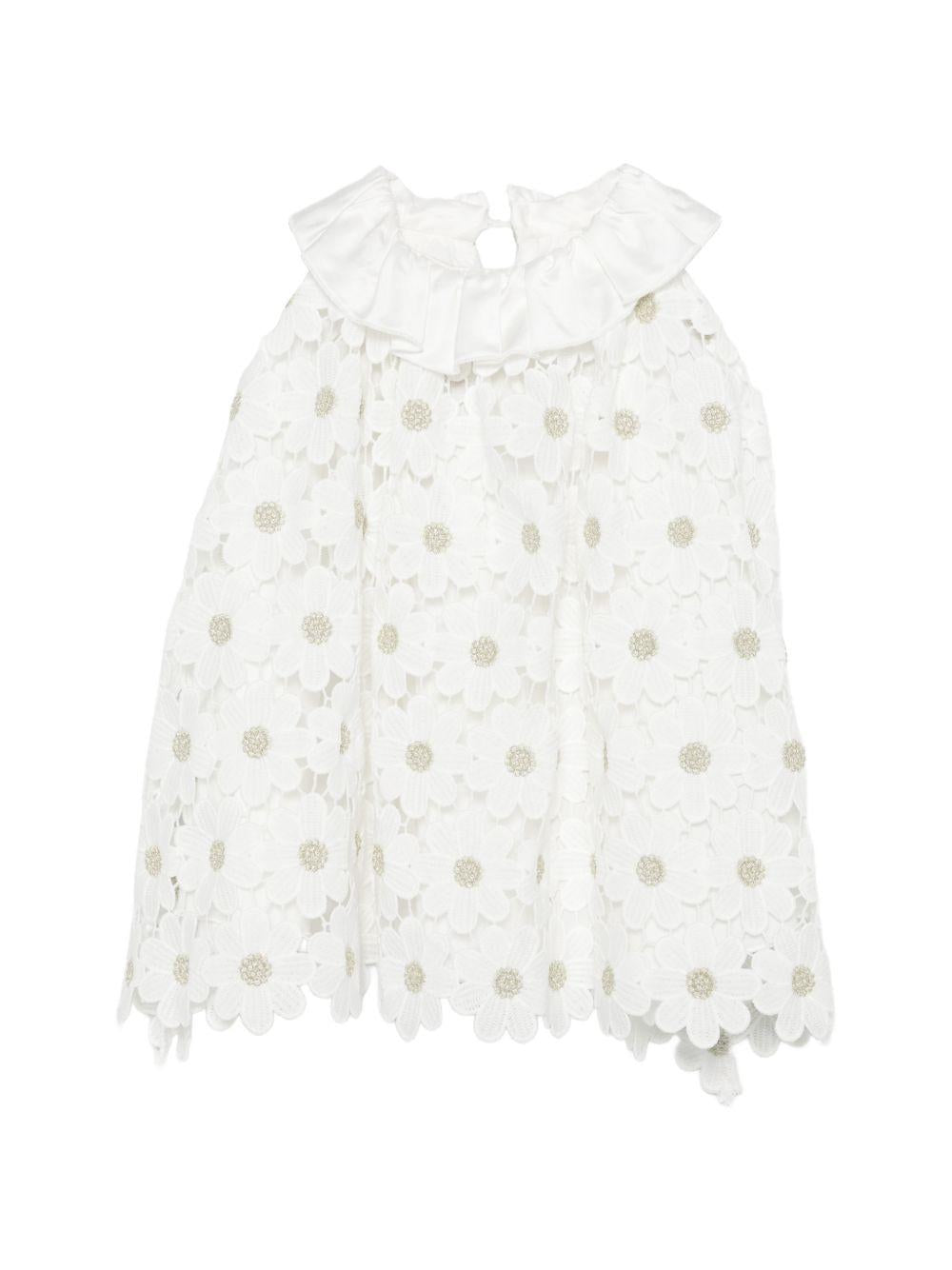 Abito per neonata La Stupenderia bianco con colletto arricciato 2CBAB58 X01 LA STUPENDERIA KIDS