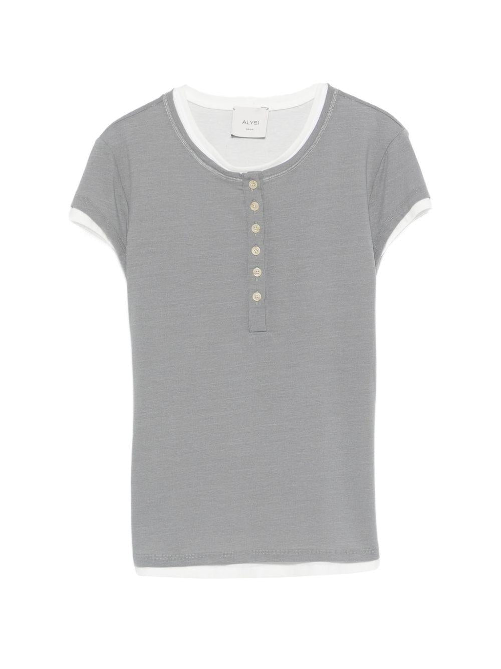 T-shirt per donna Alysi grigia con chiusura frontale con abbottonatura 116404 P6014 GR ALYSI