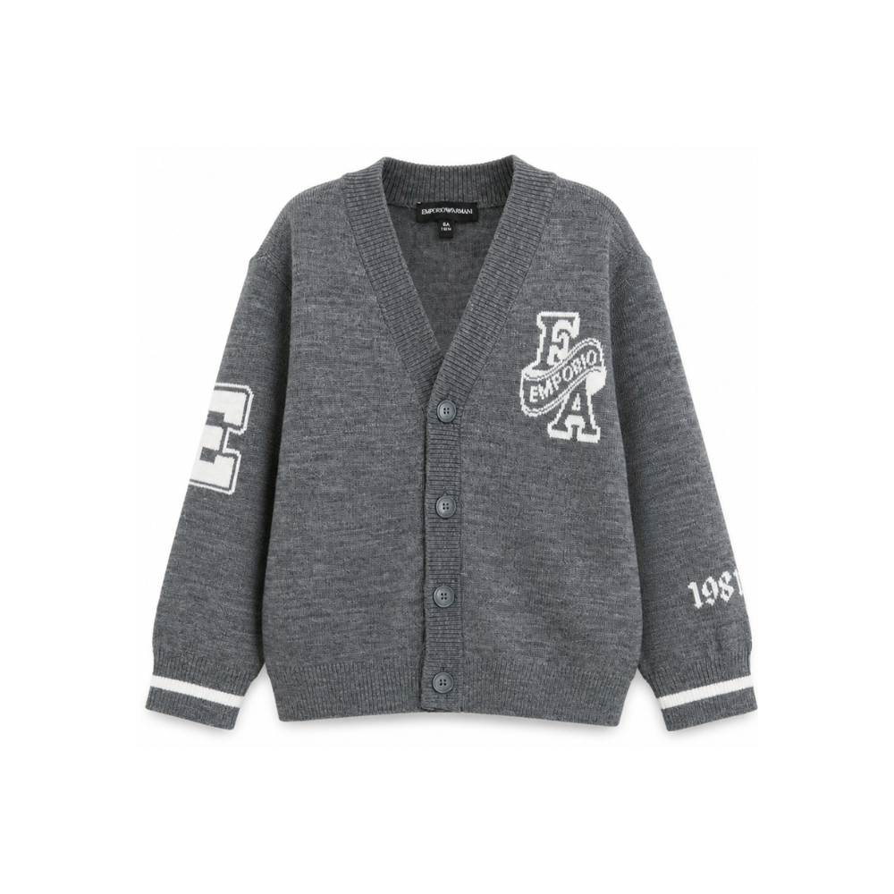 Cardigan per bambino Emporio Armani Kids grigio a maniche lunghe EB001686 AF27314 O8035 EMPORIO ARMANI KIDS