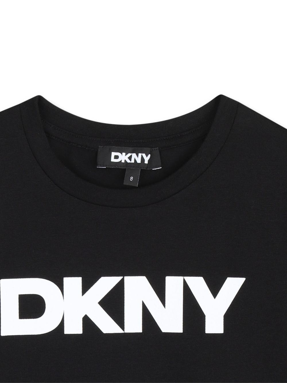 T-shirt per bambina Dkny Kids nera con dettaglio logo D62617 09B DKNY KIDS