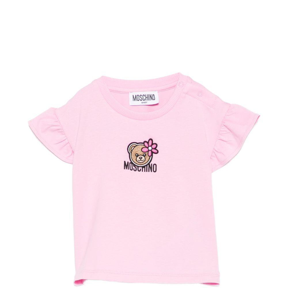 T-shirt per neonata Moschino Kids rosa con ricamo Teddy Bear MDM03RLBA00 51473 MOSCHINO KIDS