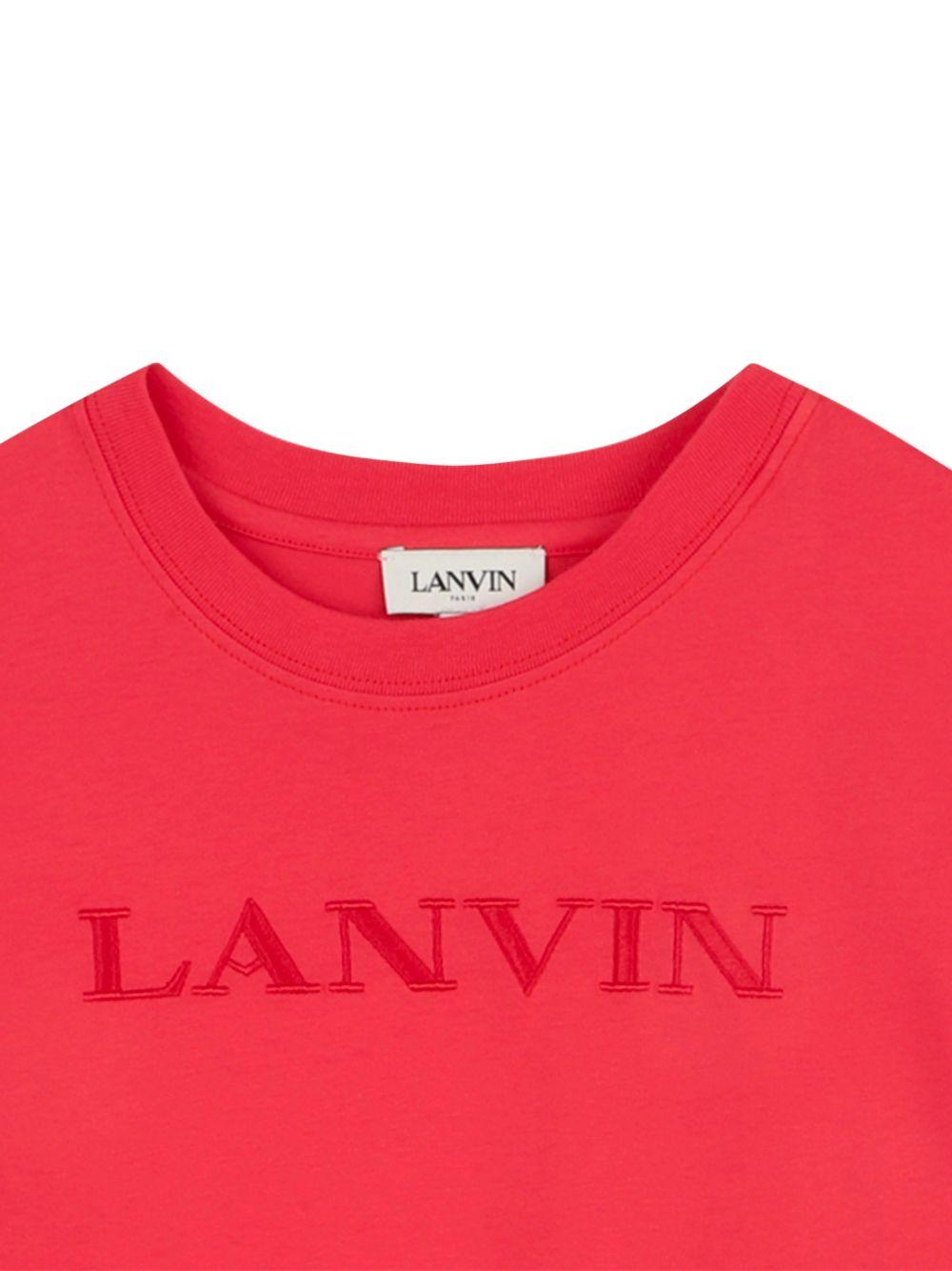 Abito per bambina Lanvin Enfant rosso con logo sul davanti N30341 998 LANVIN