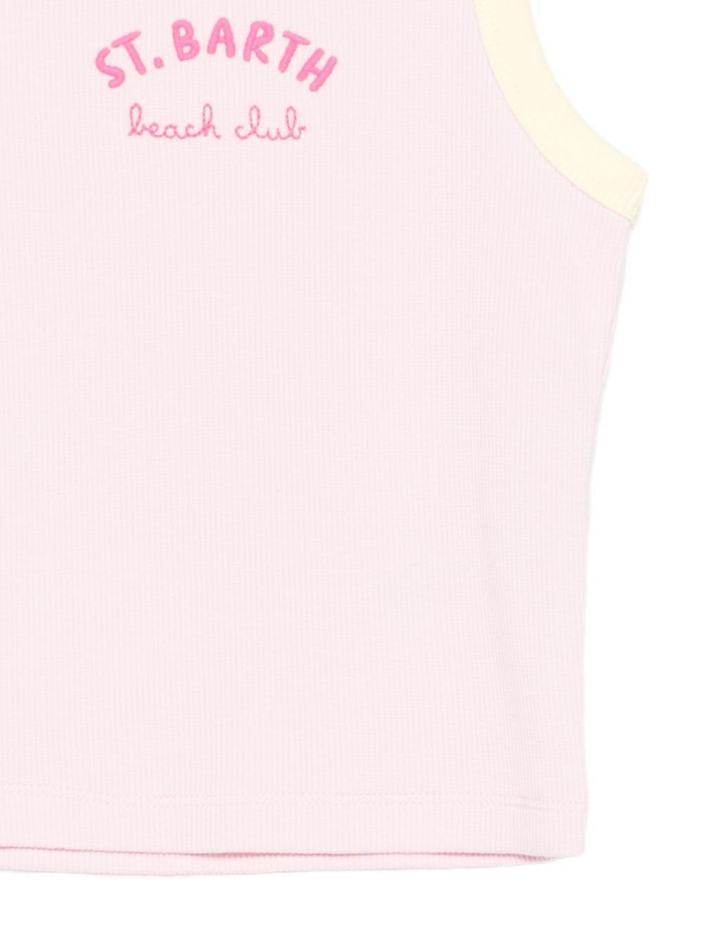 Canotta per bambina MC2 Saint Barth Kids rosa con logo ricamato sul davanti BLUE002 03366L MC2 ST. BARTH KIDS