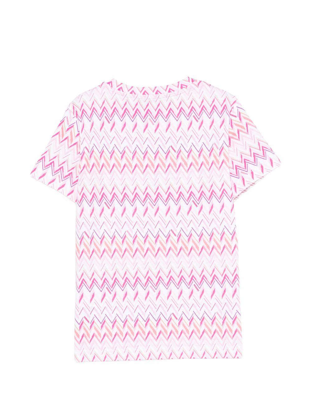 T-shirt per bambina Missoni Kids rosa con motivo a zigzag MY8A71 Z3676 100FU MISSONI KIDS