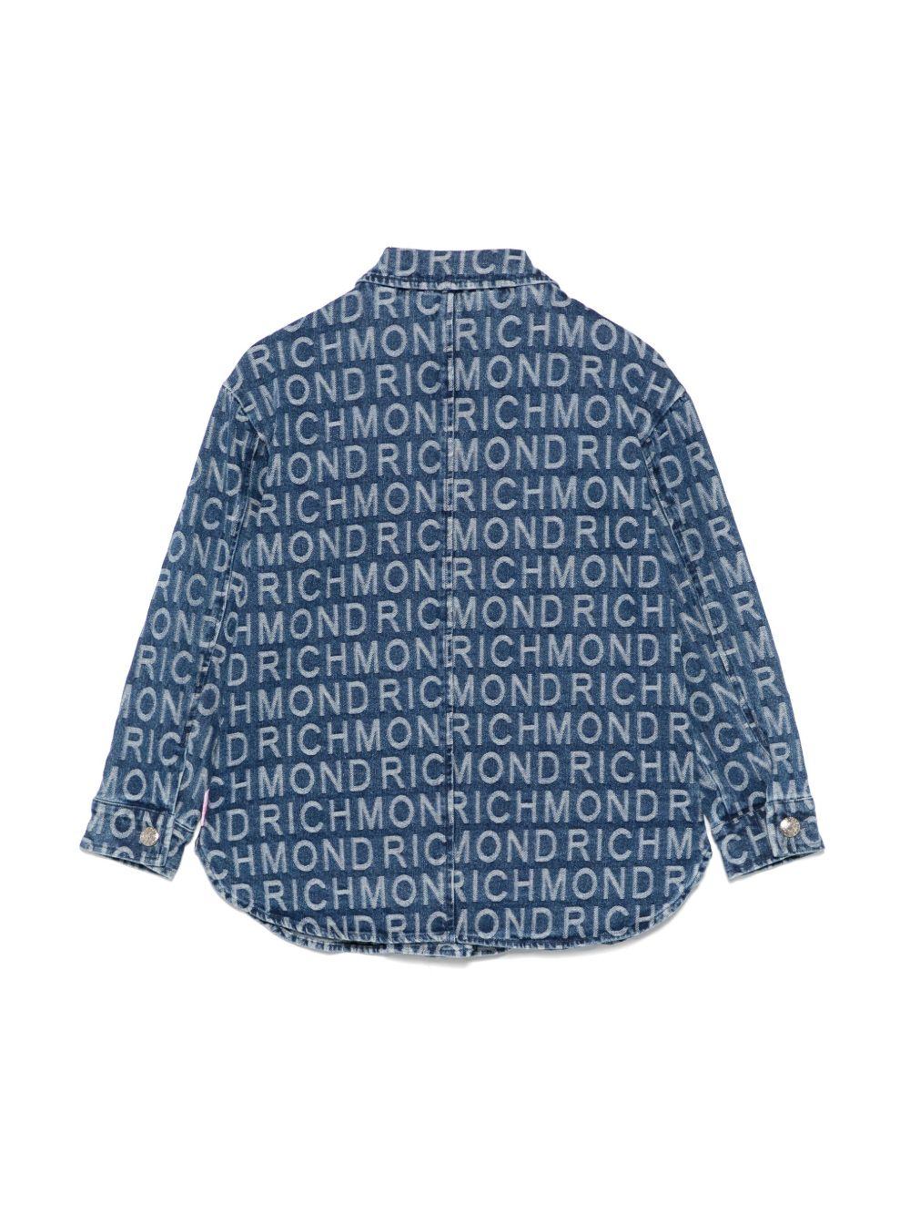 Camicia per bambina John Richmond Junior in denim con logo jacquard RGP25164CA DENIM JOHN RICHMOND JUNIOR