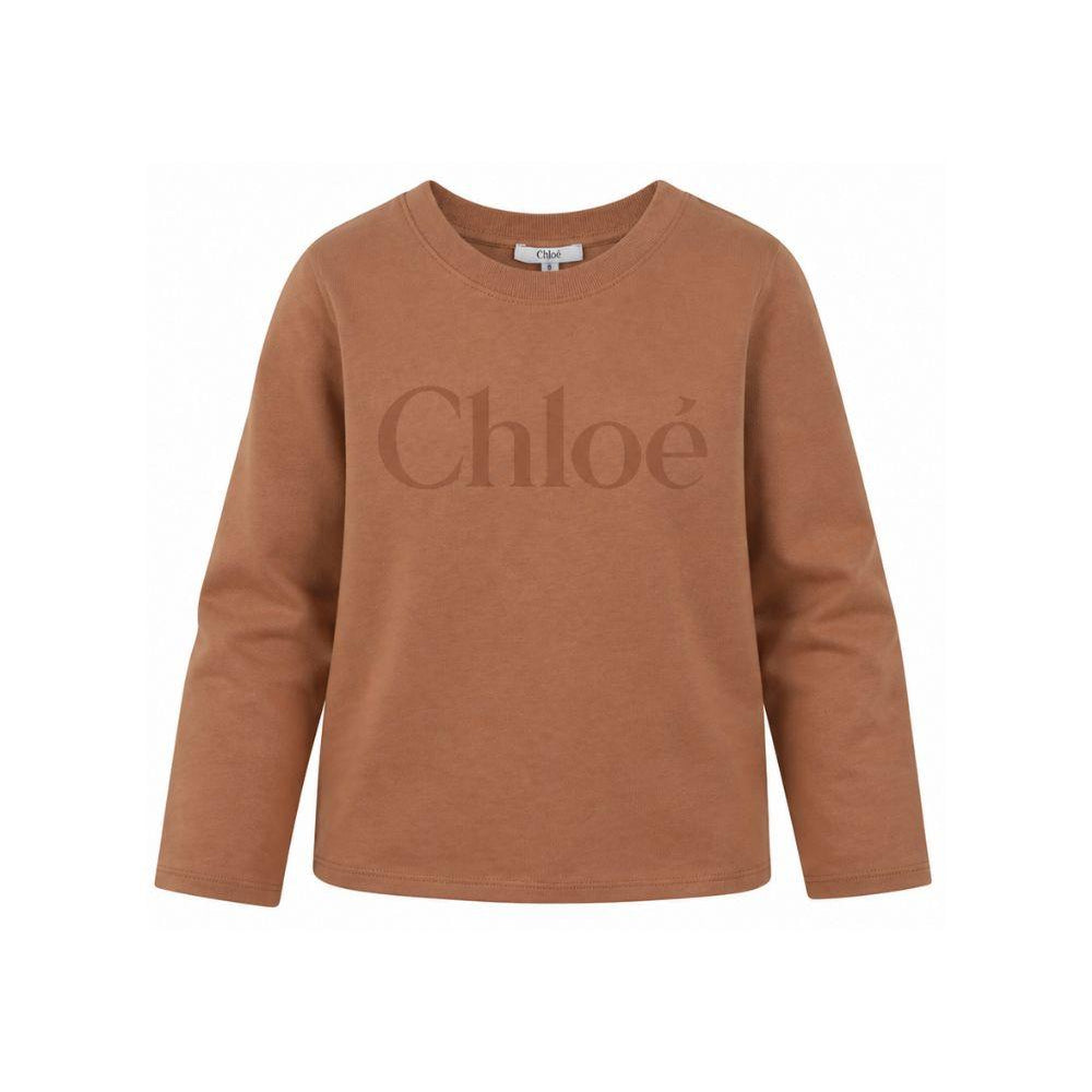 T-shirt per bambina Chloè Kids marrone con stampa logo sul davanti C21299 31F CHLOE' KIDS