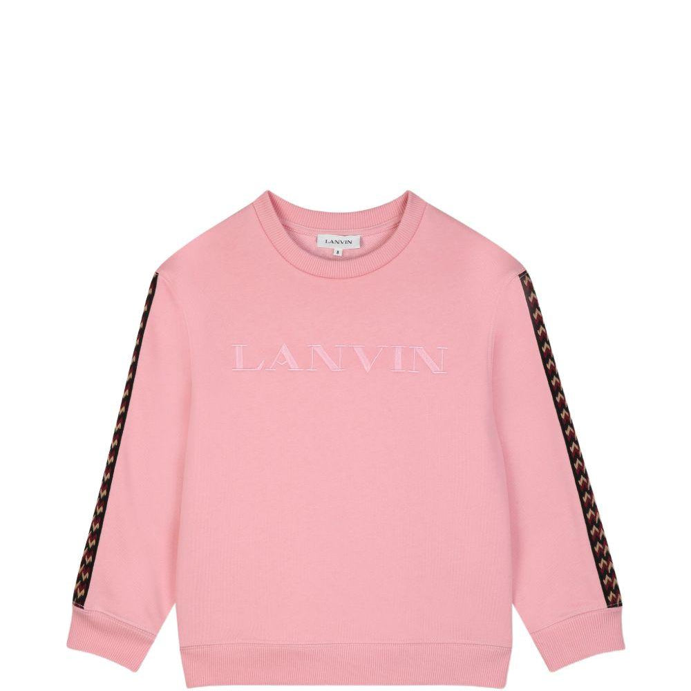 Felpa per bambini Lanvin Enfant rosa con ricamo logo sul davanti N30401 48N LANVIN KIDS