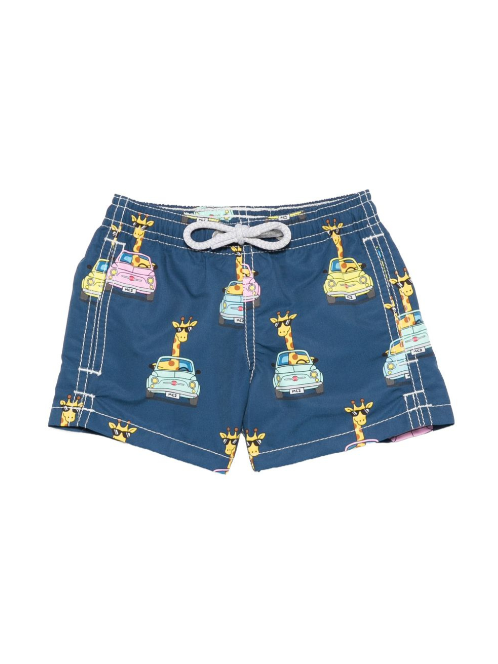 Costume da bagno per bambino MC2 Saint Barth x Fiat 500 Kids blu scuro con stampa giraffa JEA0001 00074L MC2 ST. BARTH KIDS