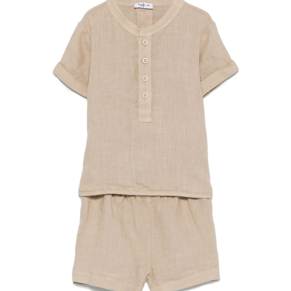 Set con shorts per neonato Il Gufo beige in lino P25DP517L6009 126 IL GUFO