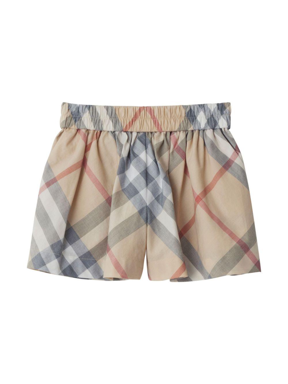 Shorts a quadri per neonata Burberry Kids beige con taglio straight 8089751 A2205 BURBERRY KIDS