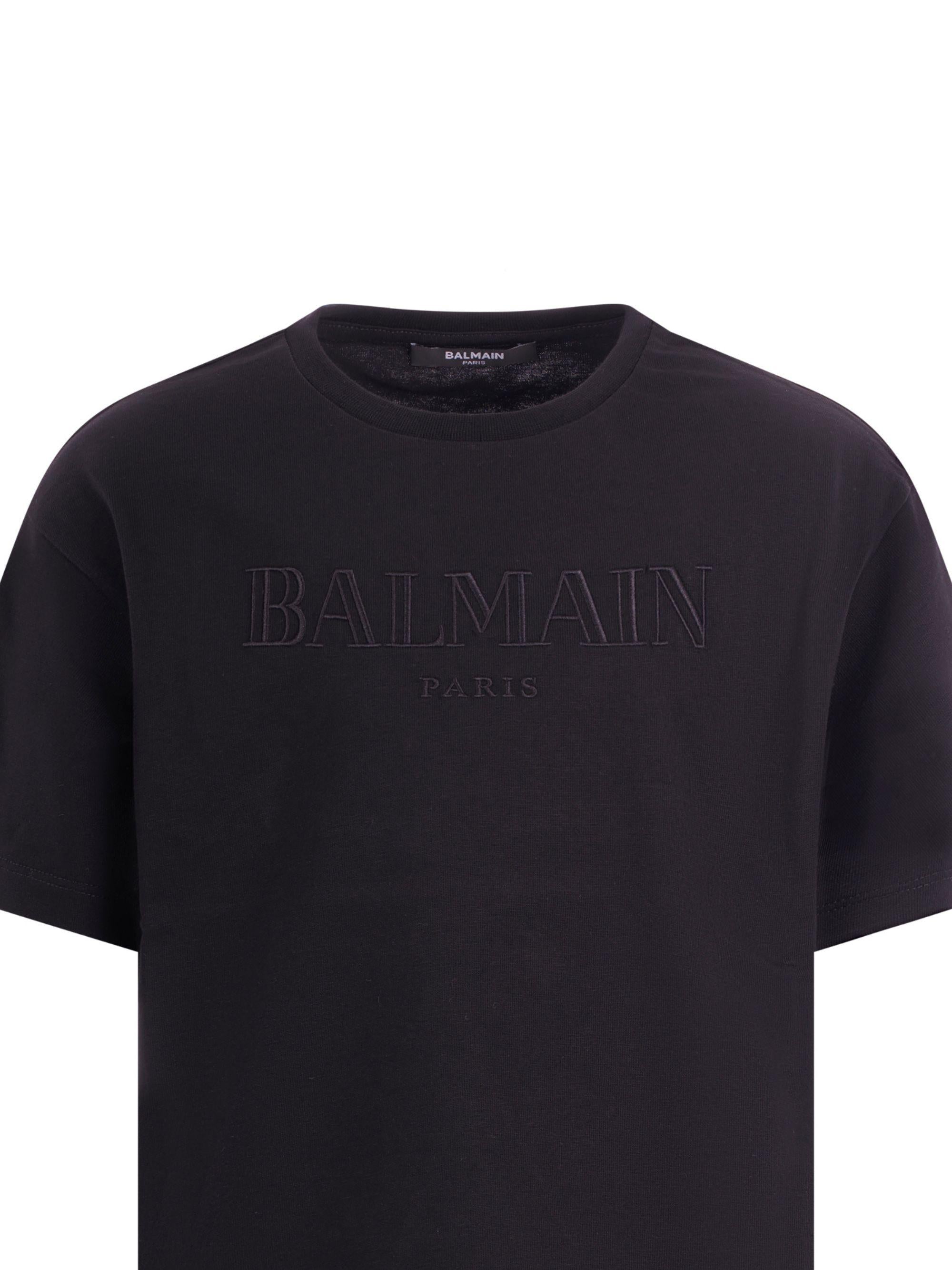 T-shirt per bambino Balmain Kids nera con logo sul davanti BY8P51 Z3672 930 BALMAIN KIDS