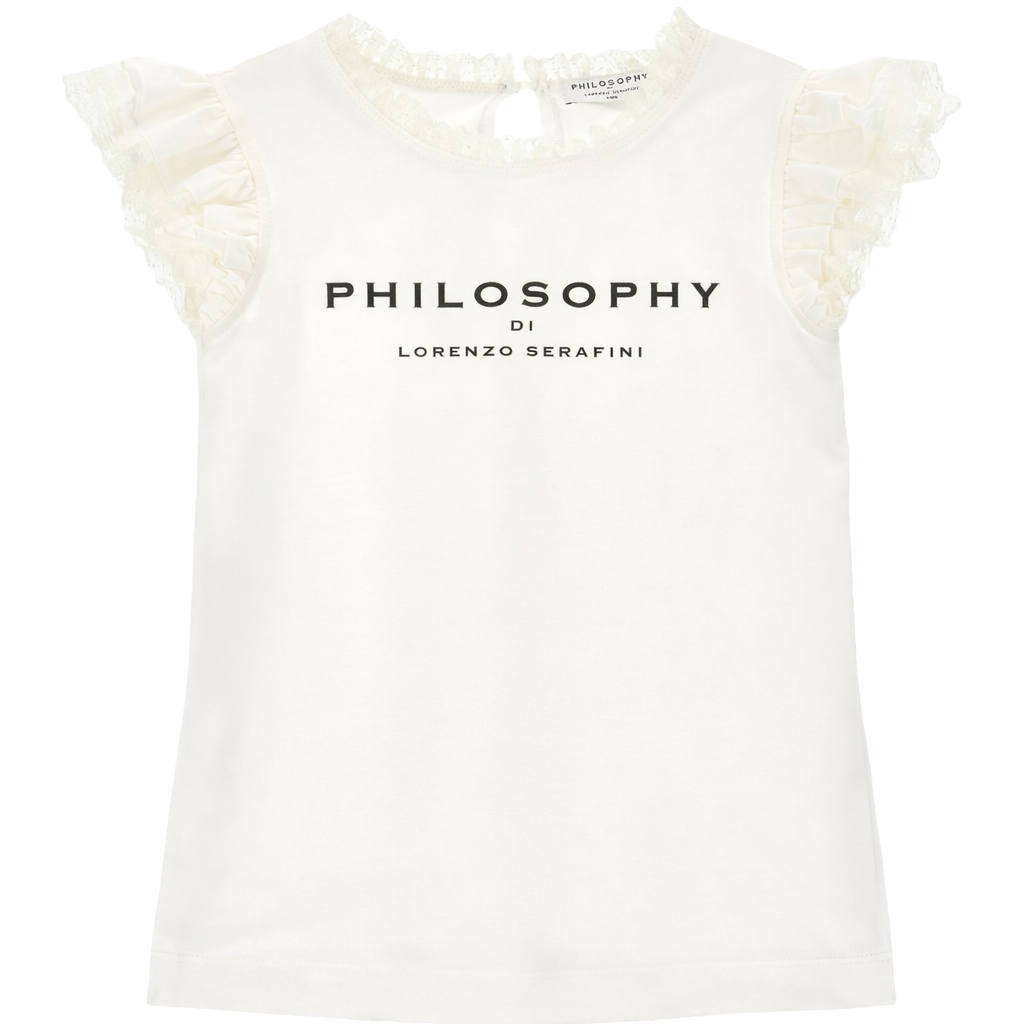 T-shirt per bambina Philosophy di Lorenzo Serafini Kids bianca con logo sul davanti I1G600 7201 0001 PHILOSOPHY KIDS