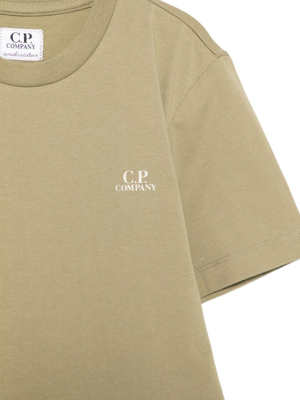 Set t-shirt e shorts per bambino C.P. Company Kids verde con logo sul davanti CMG005LAA17 30915 C.P.COMPANY KIDS
