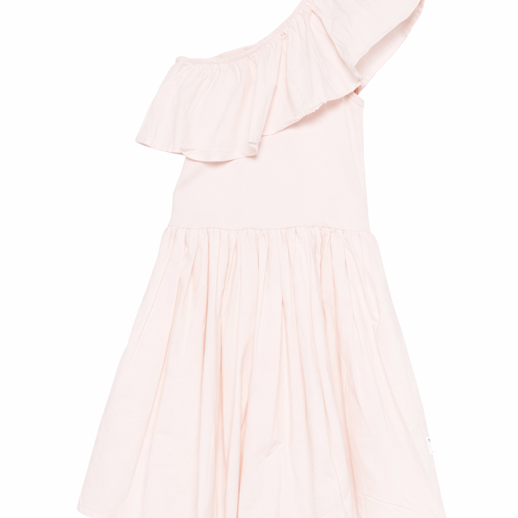 Abito monospalla per bambina Molo rosa chiaro con dettaglio balze 2S26E104 5647 MOLO KIDS