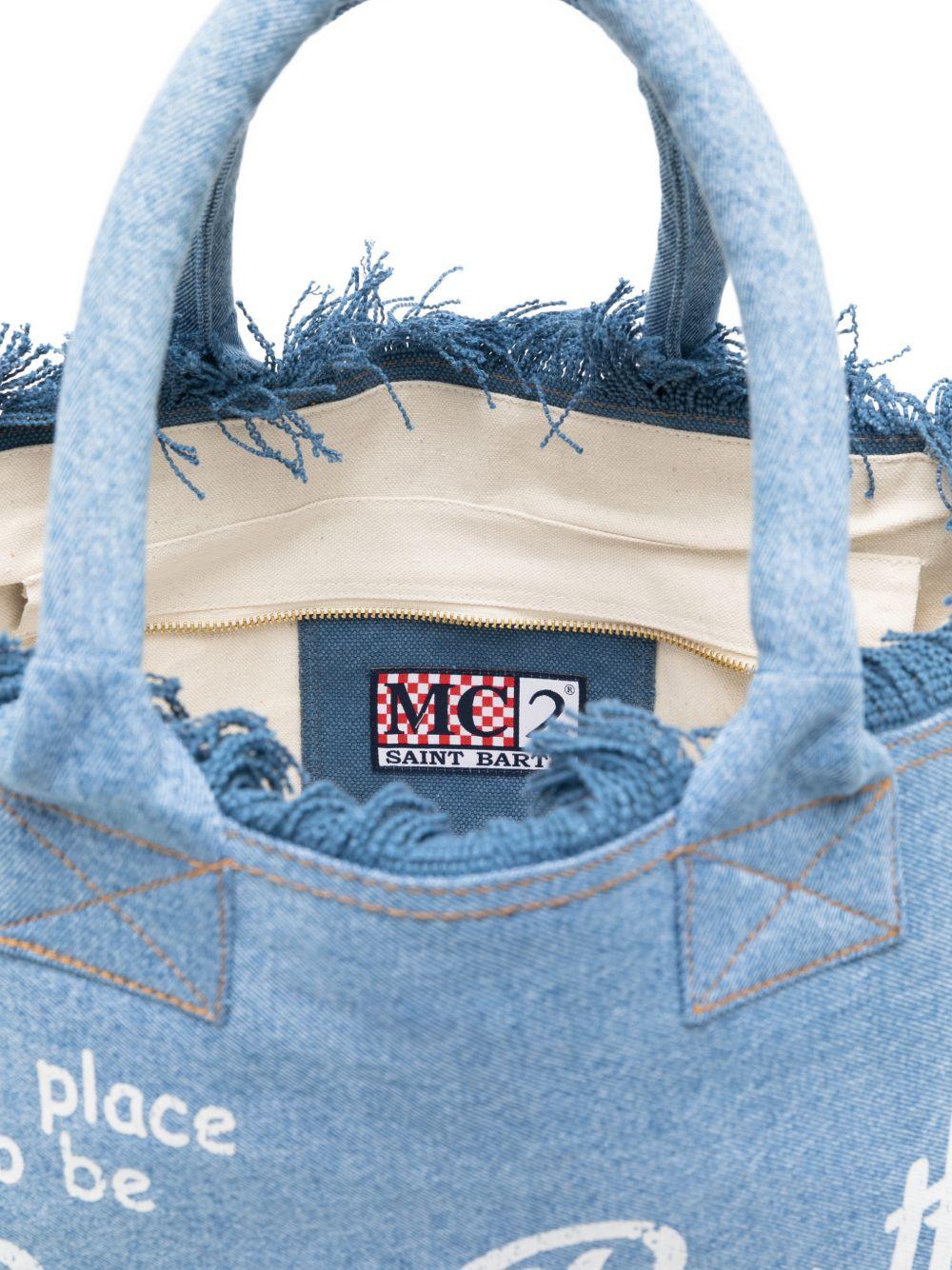 Borsa Vanity MC2 Saint Barth denim con dettaglio frange VANI001 00009L MC2 ST. BARTH KIDS