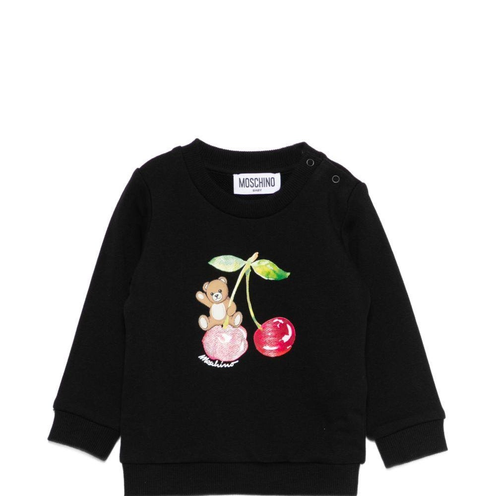 Felpa per neonata Moschino Kids nera con stampa Teddy Bear MGF02KLCA52 60100 MOSCHINO KIDS