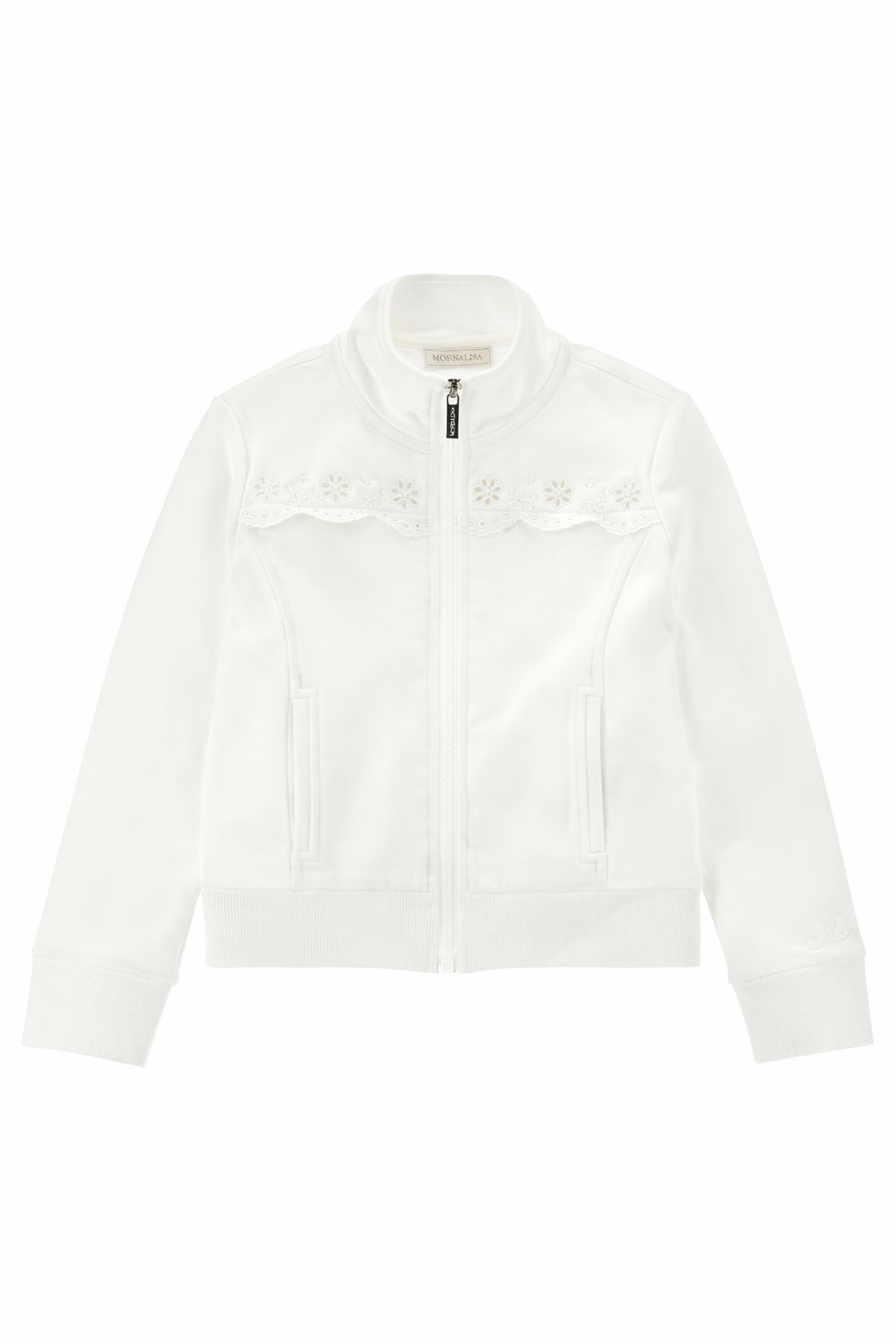 Felpa per bambina Monnalisa bianca con dettaglio fiori 17G800 7014 0001 MONNALISA KIDS