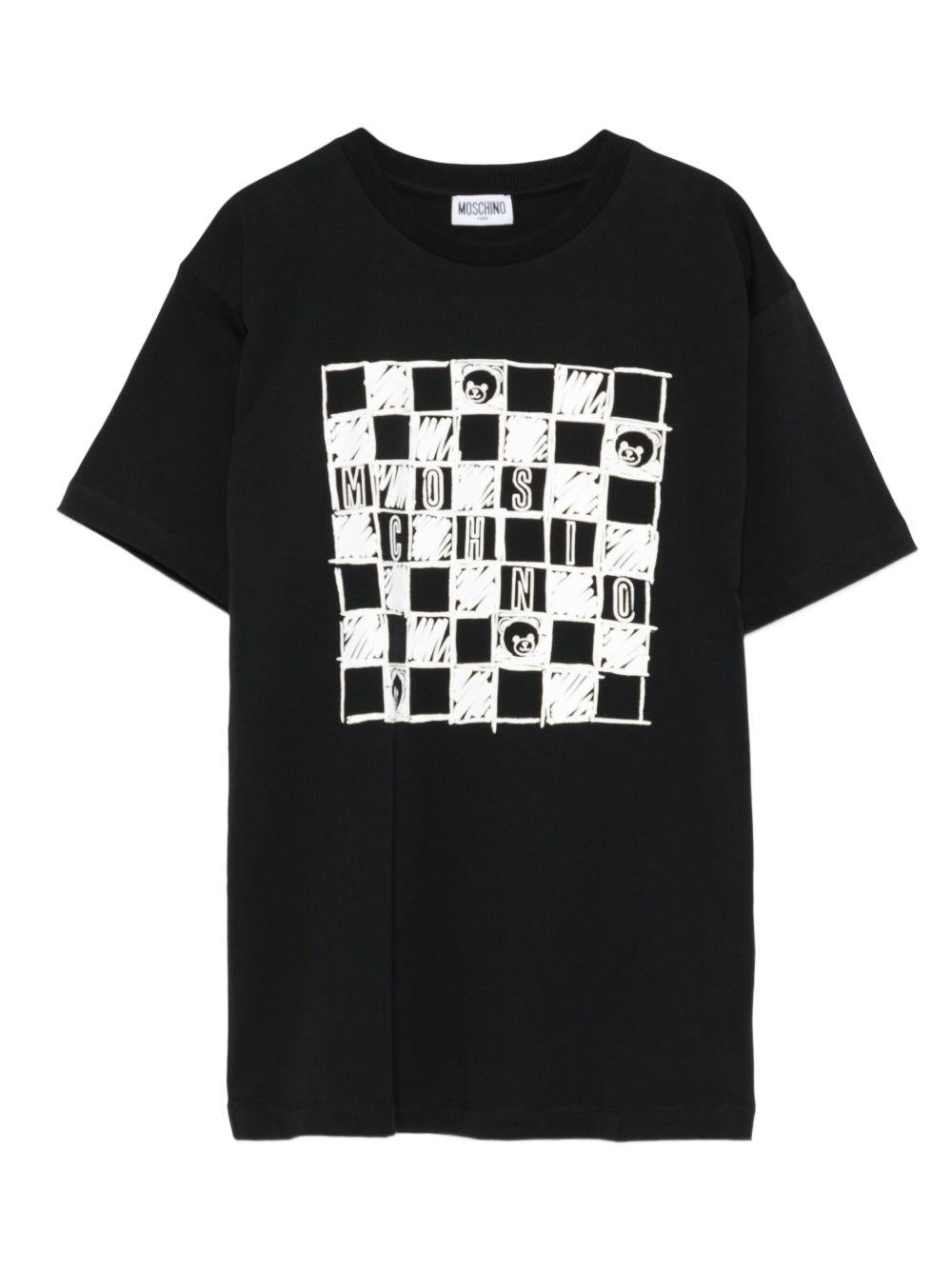 T-shirt per bambino Moschino Kids nero con stampa grafica HUM05GLAA01 60100 MOSCHINO KIDS