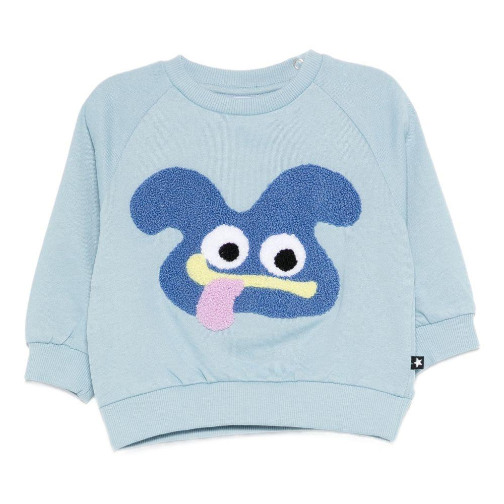 Felpa per neonato Molo blu con stampa ricamata 6S26J203 5614 MOLO KIDS