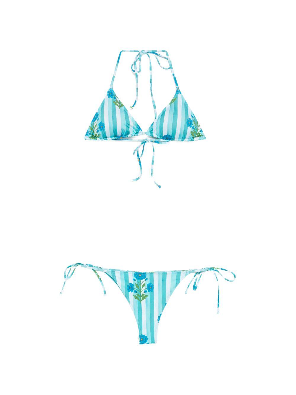 Bikini Maurielle da donna MC2 Saint Barth bianco e azzurro con motivo a righe MRL0001 00904L MC2 ST. BARTH
