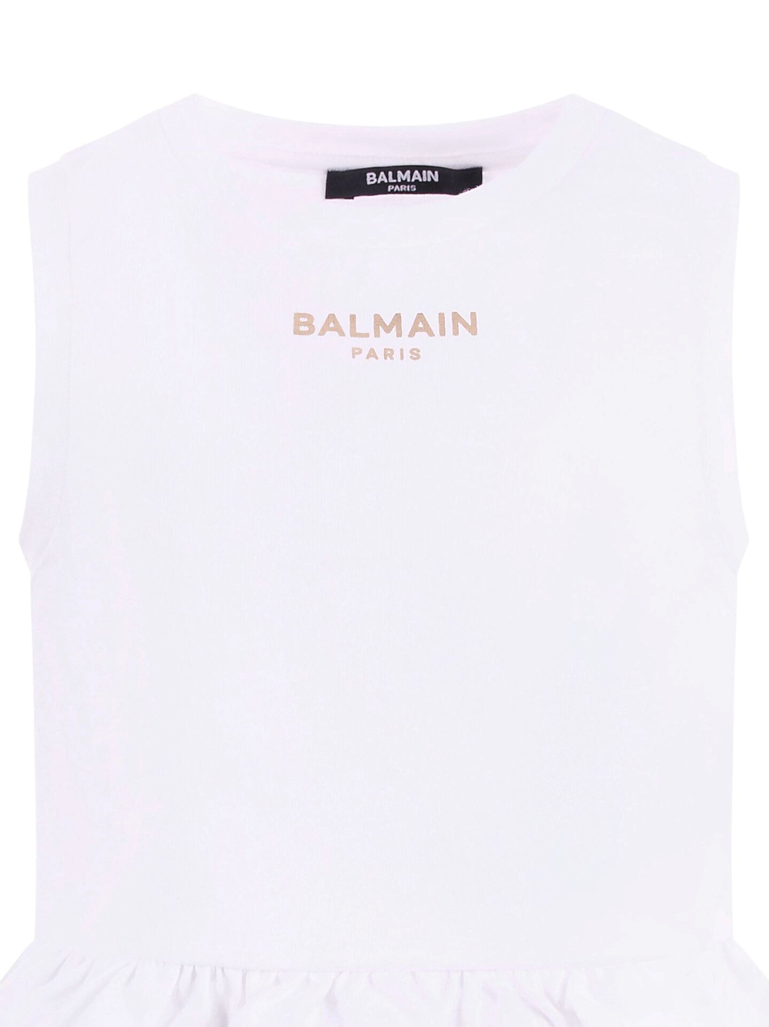 T-shirt per bambina Balmain Kids bianca con dettaglio ruches BY8B42 Z3672 100OR BALMAIN KIDS